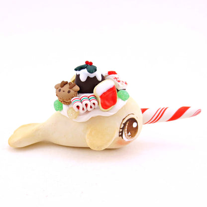 Sugar Cookie Christmas Dessert Narwhal - Polymer Clay Animals Christmas Collection