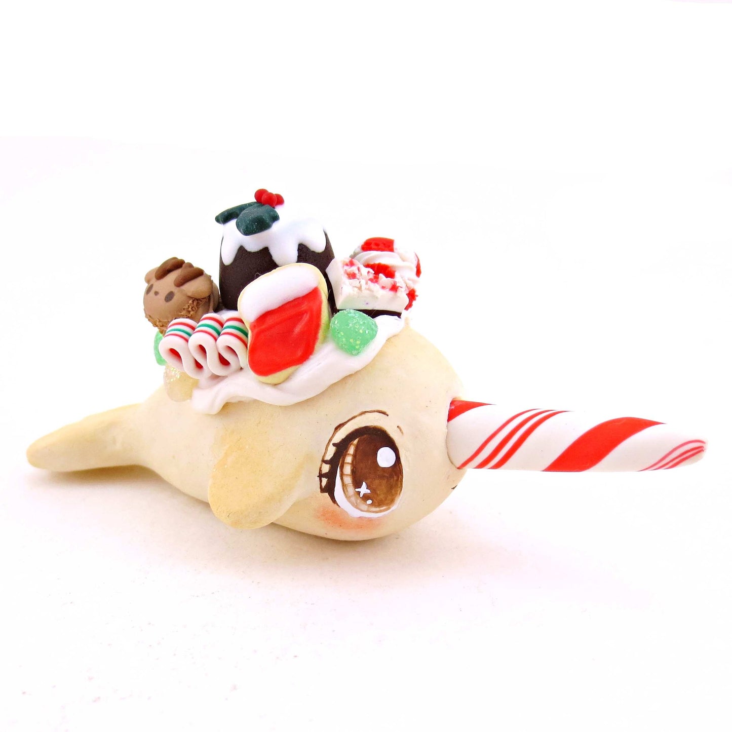 Sugar Cookie Christmas Dessert Narwhal - Polymer Clay Animals Christmas Collection