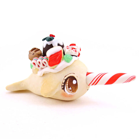 Sugar Cookie Christmas Dessert Narwhal - Polymer Clay Animals Christmas Collection