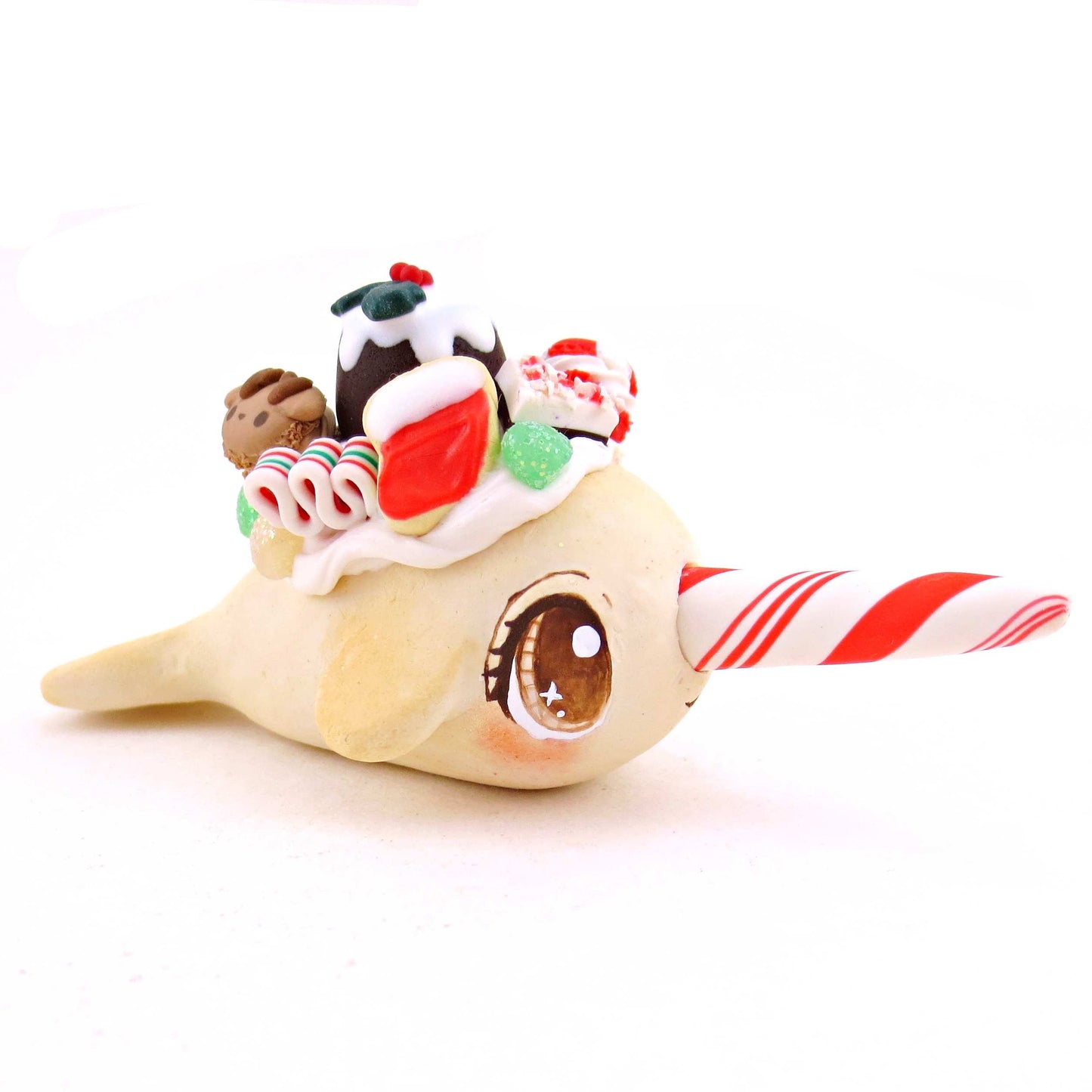 Sugar Cookie Christmas Dessert Narwhal - Polymer Clay Animals Christmas Collection