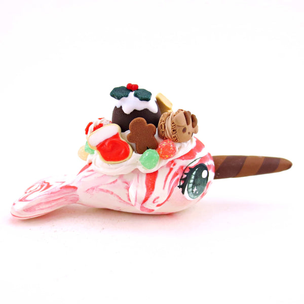 Candy Cane Christmas Dessert Narwhal - Polymer Clay Animals Christmas Collection