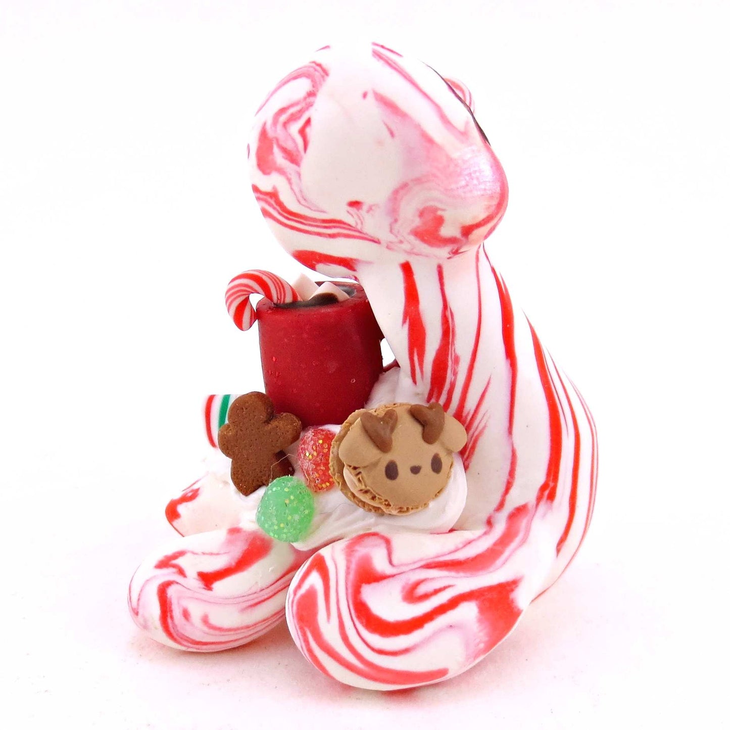 Candy Cane Christmas Dessert Nessie - Polymer Clay Animals Christmas Collection