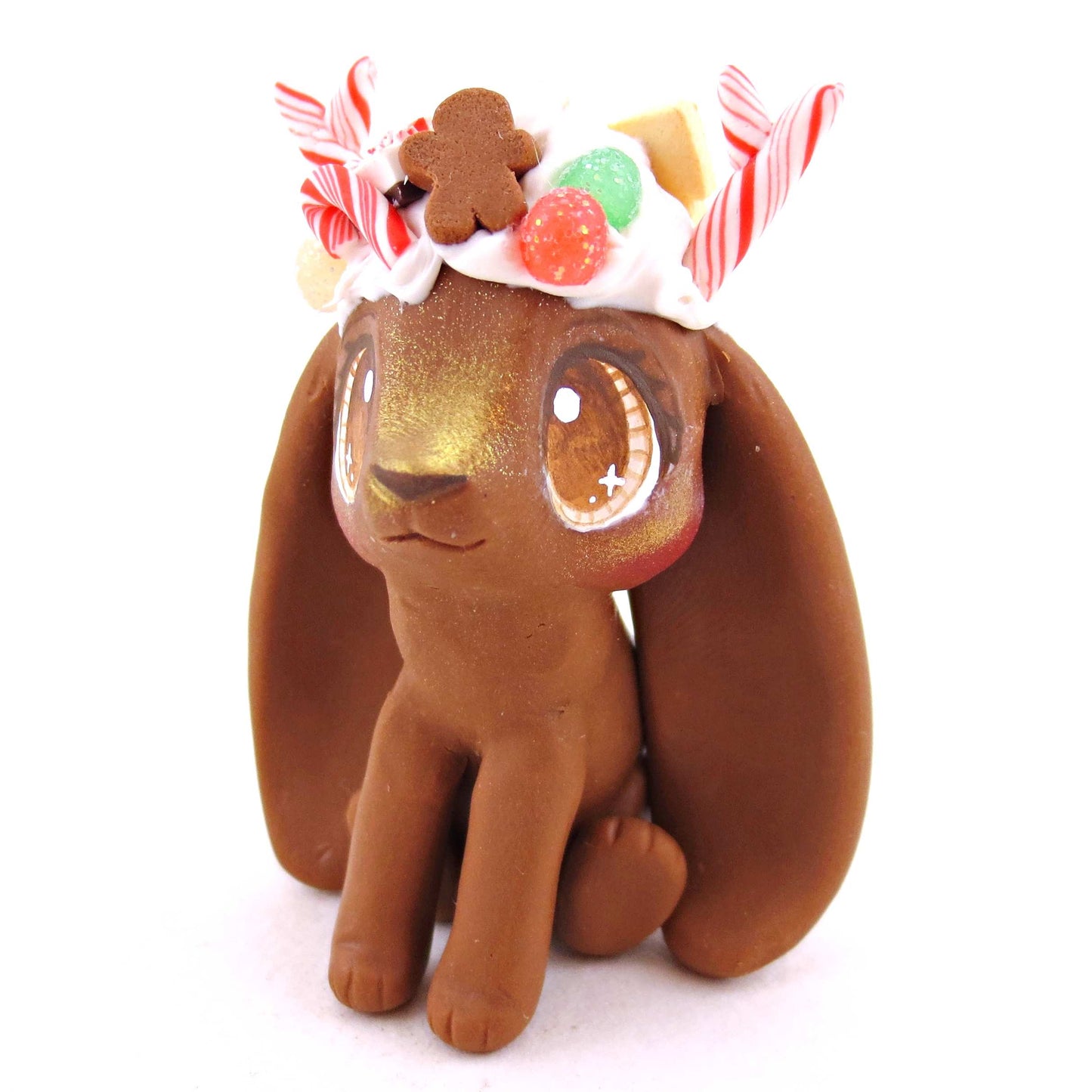 Gingerbread Christmas Dessert Jackalope - Polymer Clay Animals Christmas Collection