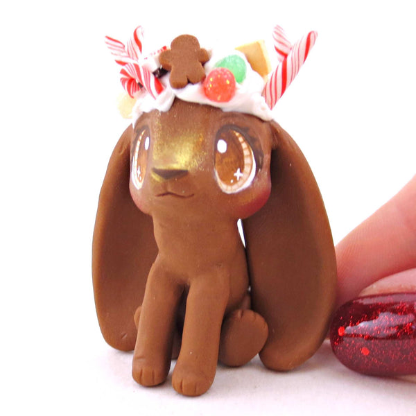 Gingerbread Christmas Dessert Jackalope - Polymer Clay Animals Christmas Collection