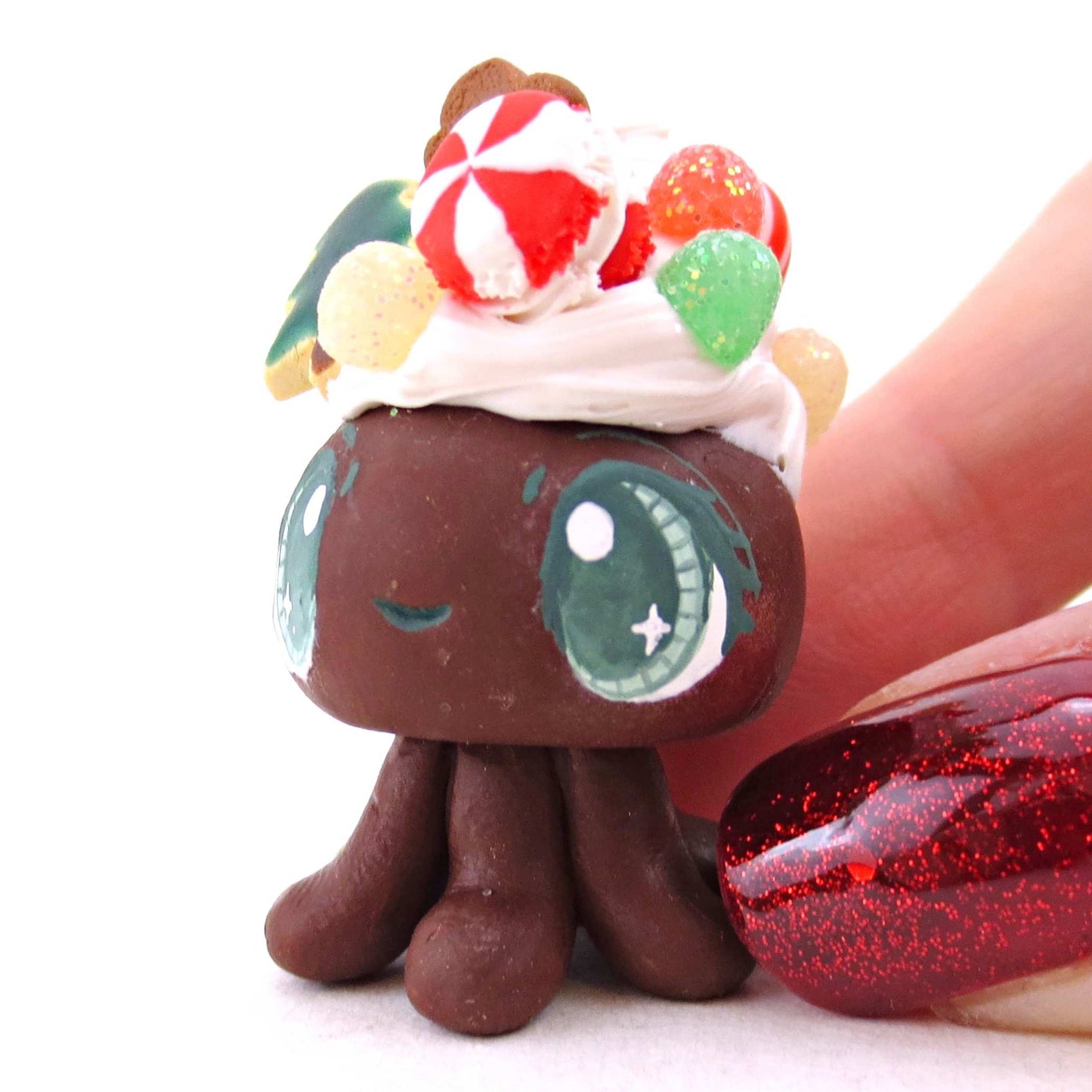 Chocolate Christmas Dessert Jellyfish - Polymer Clay Animals Christmas Collection