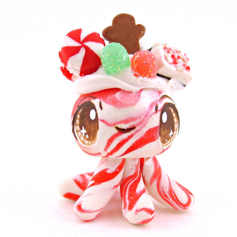 Candy Cane Christmas Dessert Jellyfish - Polymer Clay Animals Christmas Collection