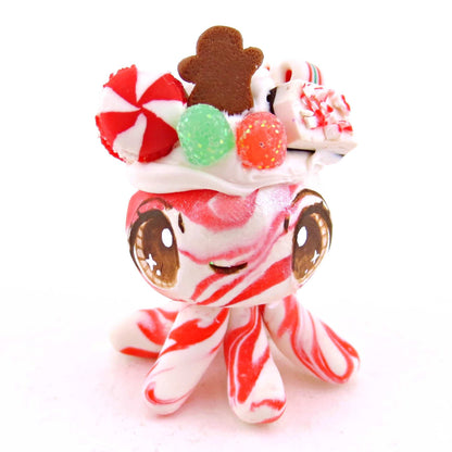 Candy Cane Christmas Dessert Jellyfish - Polymer Clay Animals Christmas Collection