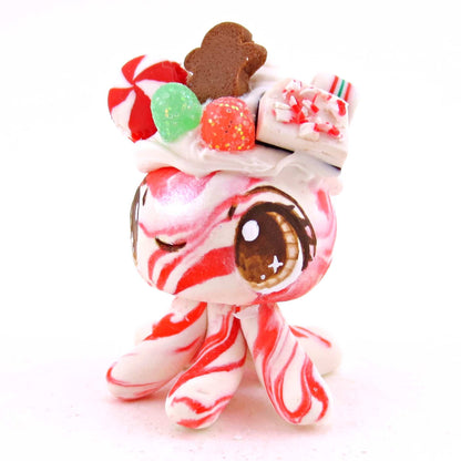 Candy Cane Christmas Dessert Jellyfish - Polymer Clay Animals Christmas Collection