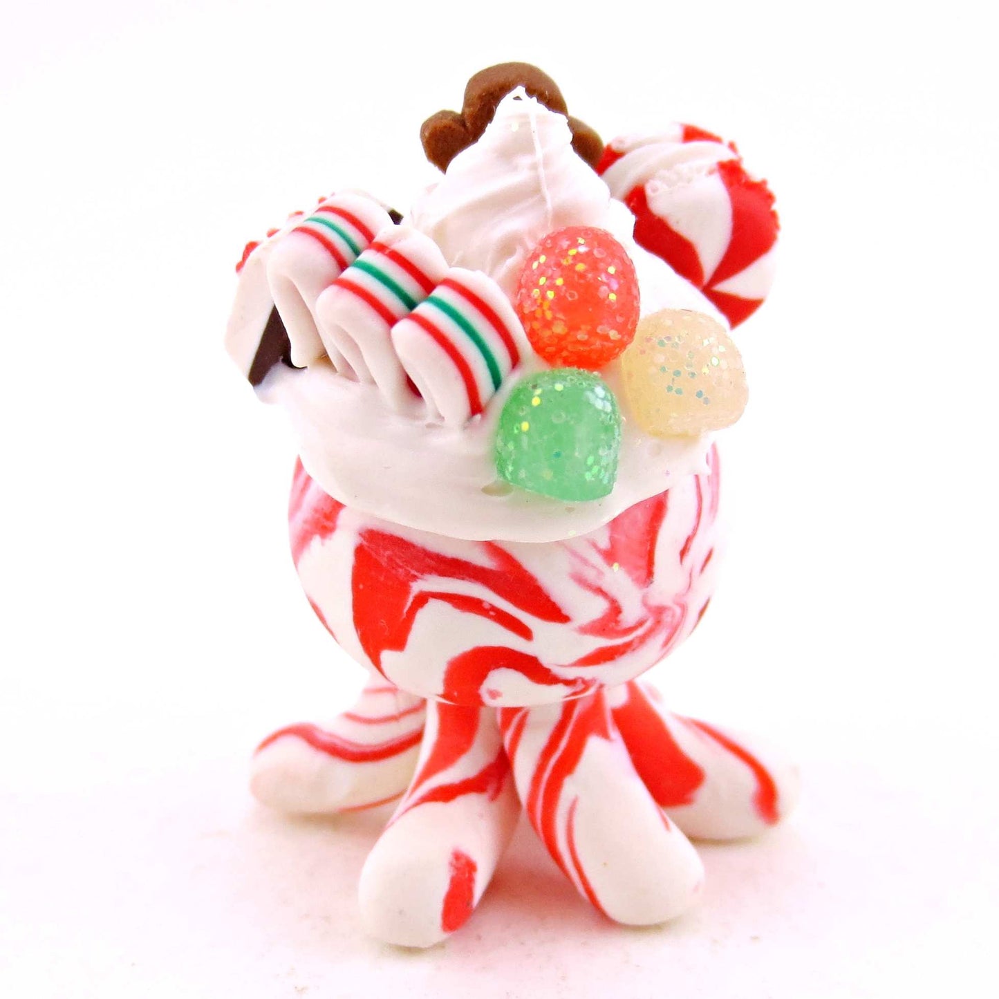 Candy Cane Christmas Dessert Jellyfish - Polymer Clay Animals Christmas Collection