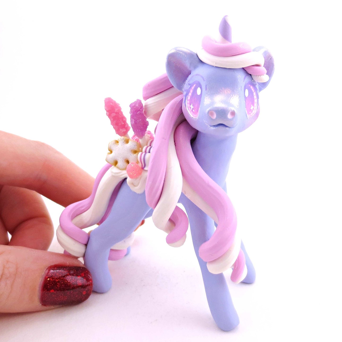 Sugar Plum Dessert Unicorn Figurine - Polymer Clay Animals Christmas Collection