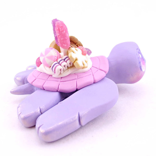 Purple Sugar Plum Dessert Turtle Figurine - Polymer Clay Animals Christmas Collection