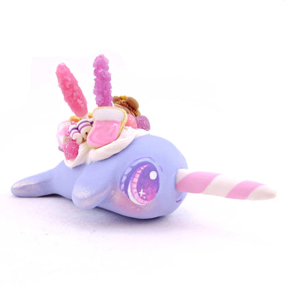 Periwinkle Sugar Plum Dessert Narwhal Figurine - Polymer Clay Animals Christmas Collection