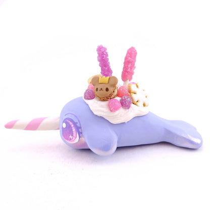 Periwinkle Sugar Plum Dessert Narwhal Figurine - Polymer Clay Animals Christmas Collection