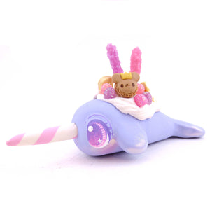 Periwinkle Sugar Plum Dessert Narwhal Figurine - Polymer Clay Animals Christmas Collection