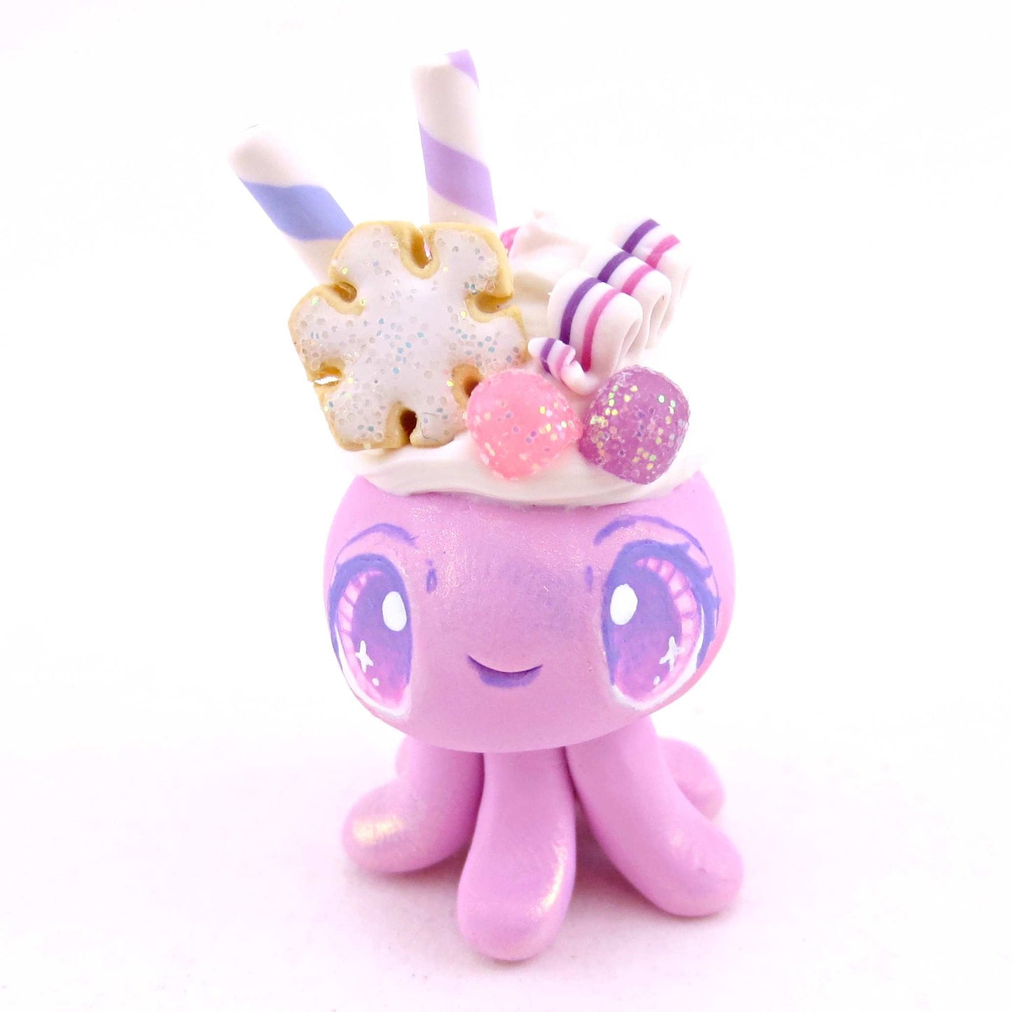 Pink Sugar Plum Dessert Jellyfish Figurine - Polymer Clay Animals Christmas Collection