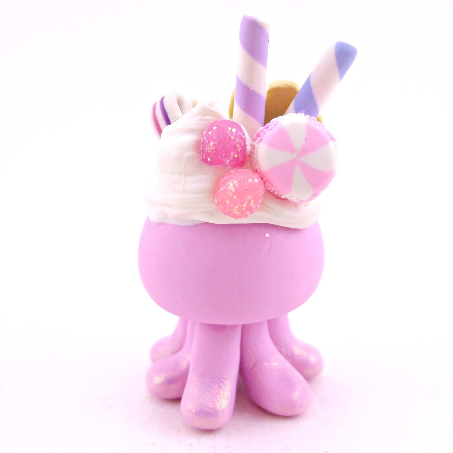 Pink Sugar Plum Dessert Jellyfish Figurine - Polymer Clay Animals Christmas Collection