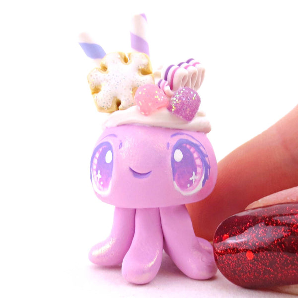 Pink Sugar Plum Dessert Jellyfish Figurine - Polymer Clay Animals Christmas Collection
