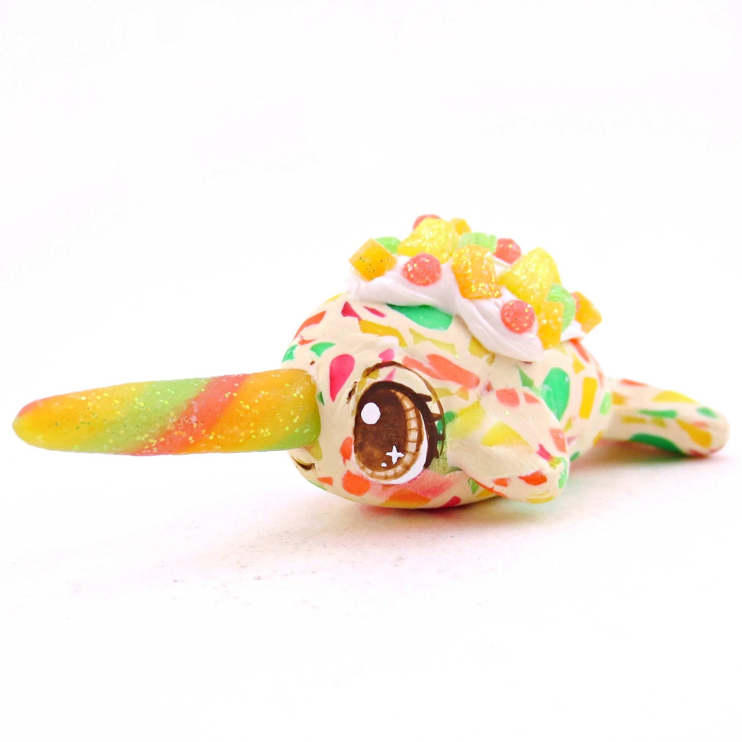 Fruitcake Narwhal Figurine - Polymer Clay Animals Christmas Collection