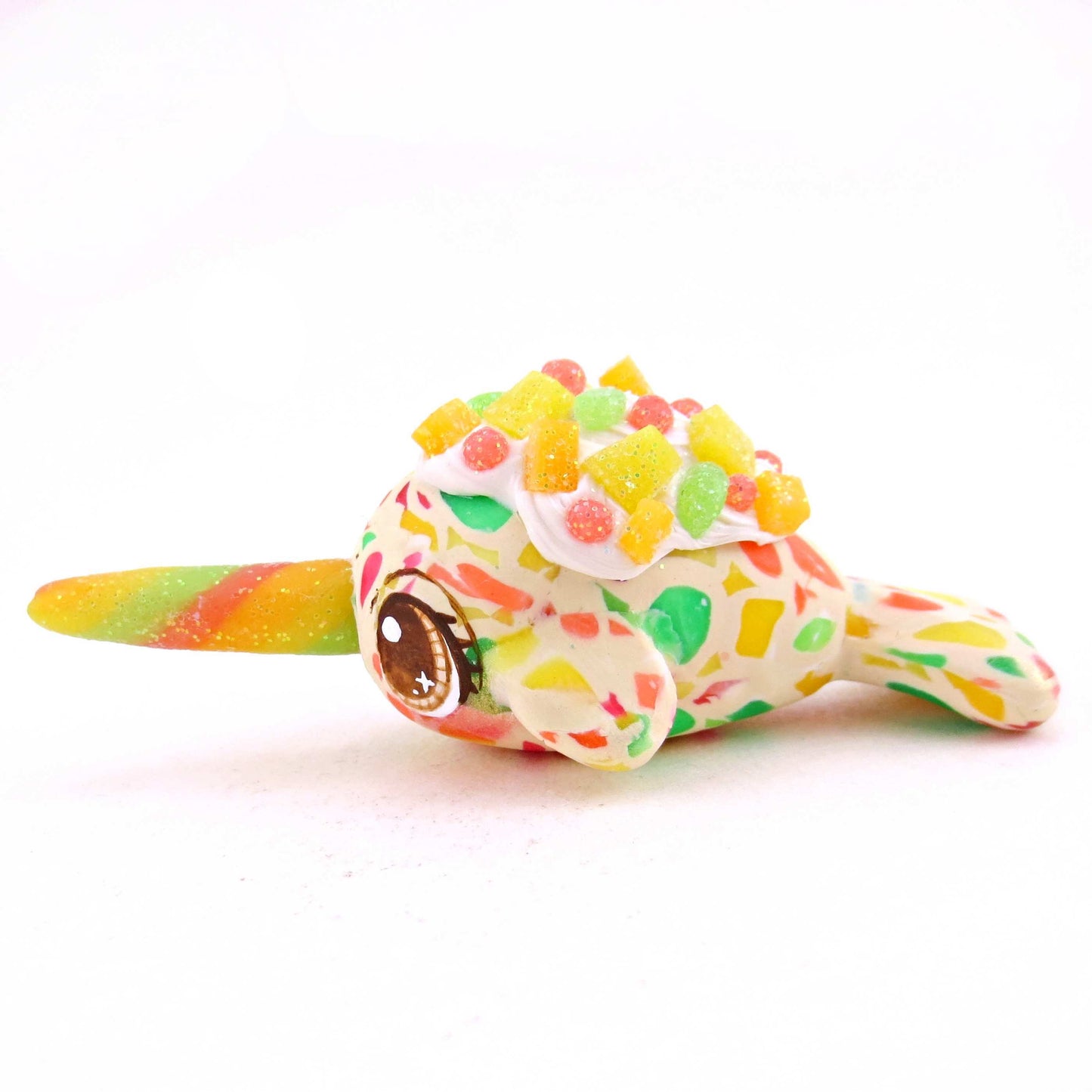 Fruitcake Narwhal Figurine - Polymer Clay Animals Christmas Collection