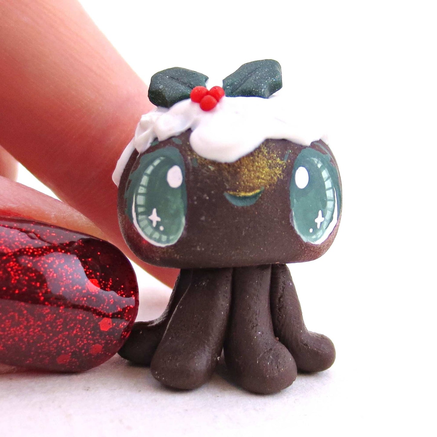 Christmas Pudding Jellyfish Figurine 1 - Polymer Clay Animals Christmas Collection