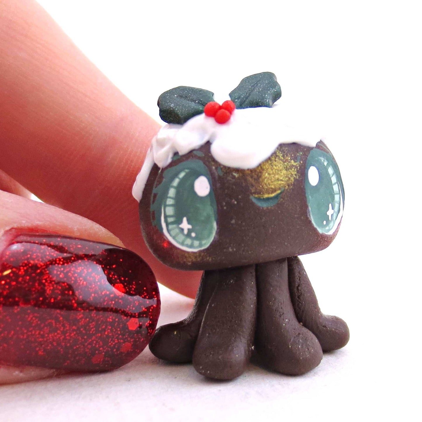 Christmas Pudding Jellyfish Figurine 1 - Polymer Clay Animals Christmas Collection