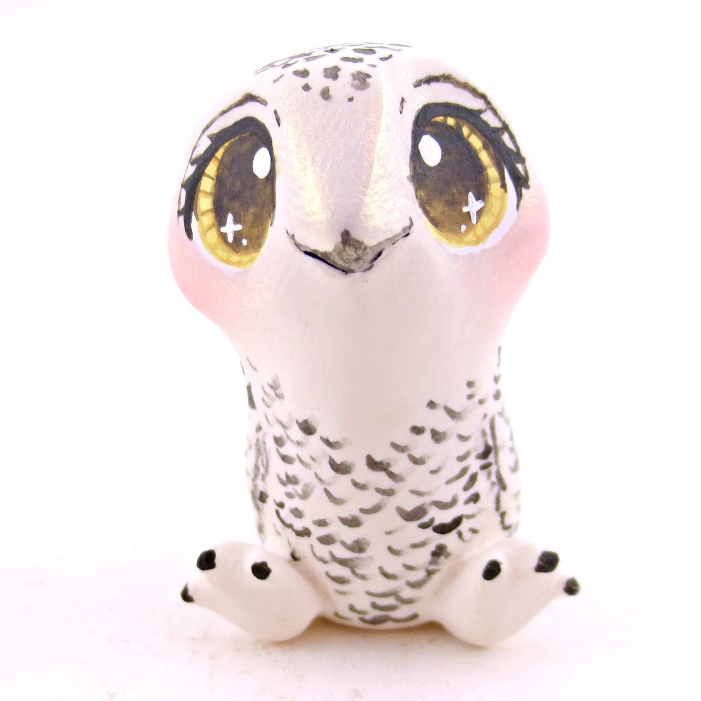 Snowy Owl Figurine - Polymer Clay Animals Winter Collection