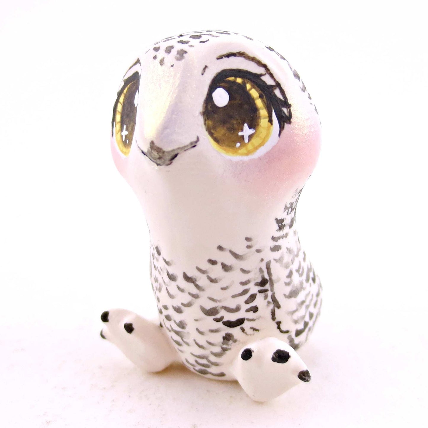 Snowy Owl Figurine - Polymer Clay Animals Winter Collection