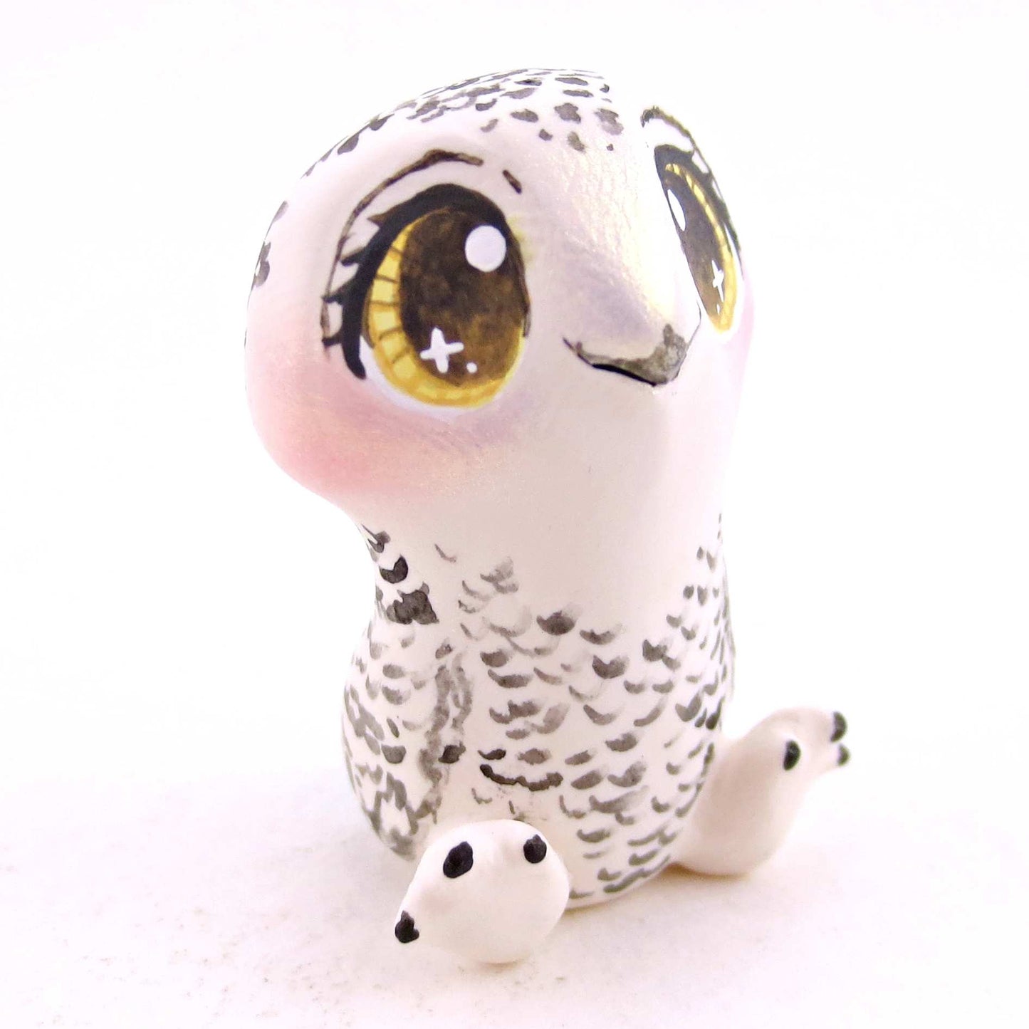 Snowy Owl Figurine - Polymer Clay Animals Winter Collection