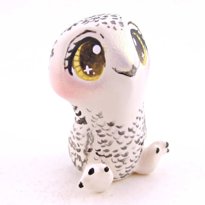 Snowy Owl Figurine - Polymer Clay Animals Winter Collection