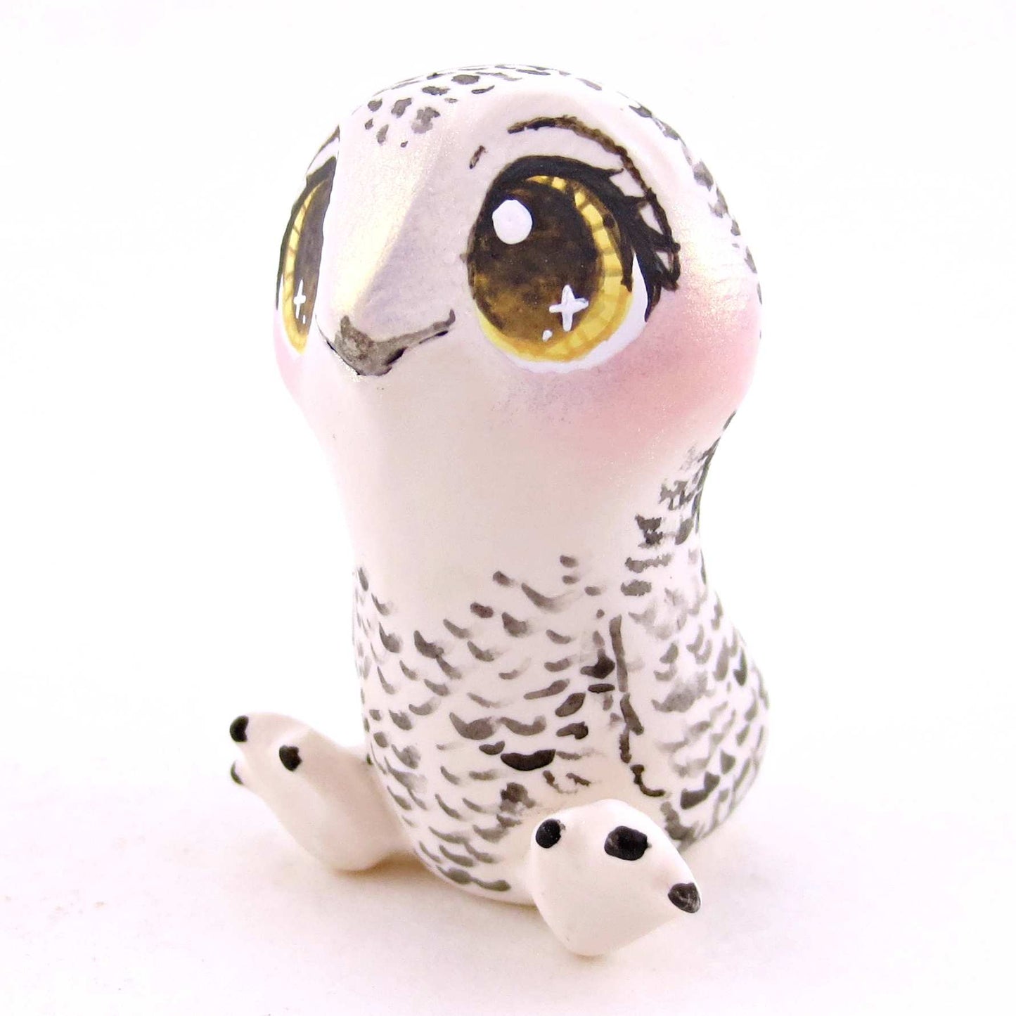 Snowy Owl Figurine - Polymer Clay Animals Winter Collection