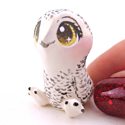 Snowy Owl Figurine - Polymer Clay Animals Winter Collection