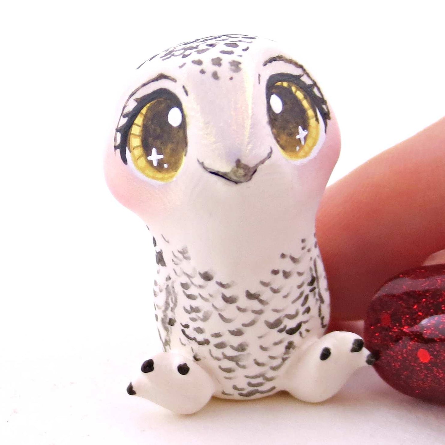 Snowy Owl Figurine - Polymer Clay Animals Winter Collection