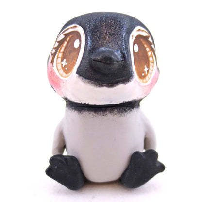 Brown-Eyed Penguin Figurine - Polymer Clay Animals Christmas Collection