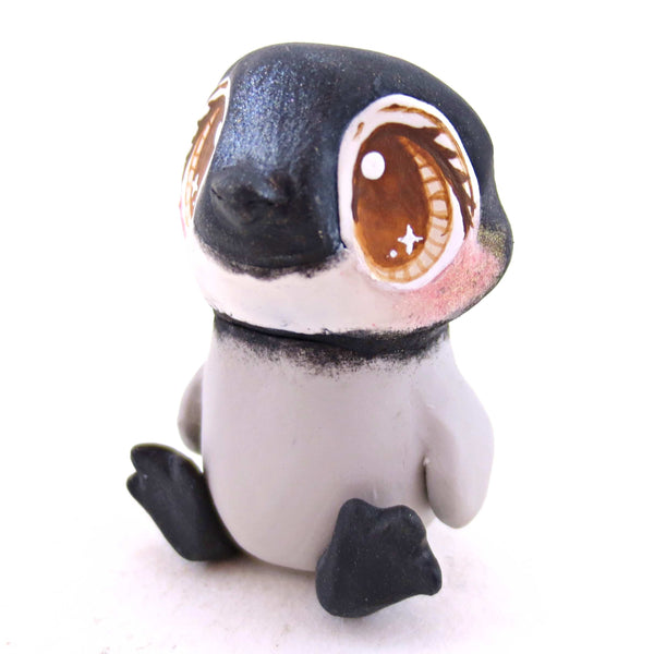 Brown-Eyed Penguin Figurine - Polymer Clay Animals Christmas Collection