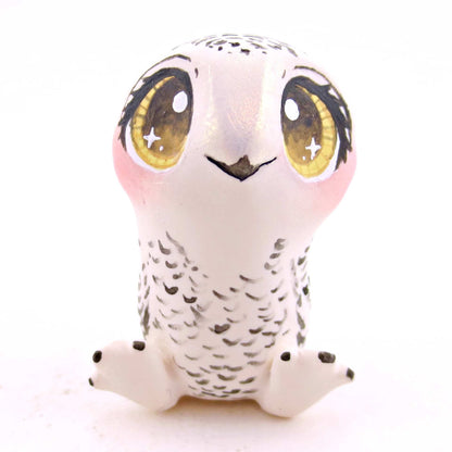 Snowy Owl Figurine 2 - Polymer Clay Animals Winter Collection