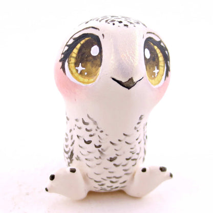 Snowy Owl Figurine 2 - Polymer Clay Animals Winter Collection