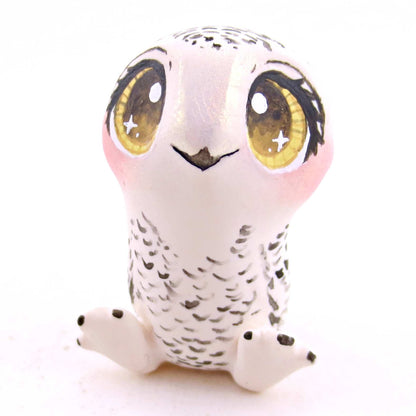 Snowy Owl Figurine 2 - Polymer Clay Animals Winter Collection