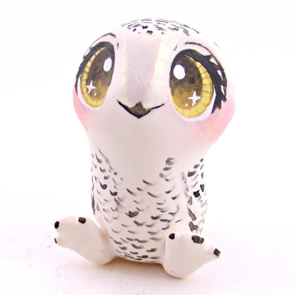 Snowy Owl Figurine 2 - Polymer Clay Animals Winter Collection