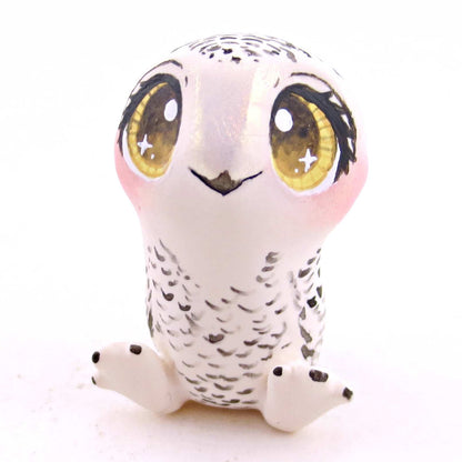 Snowy Owl Figurine 2 - Polymer Clay Animals Winter Collection