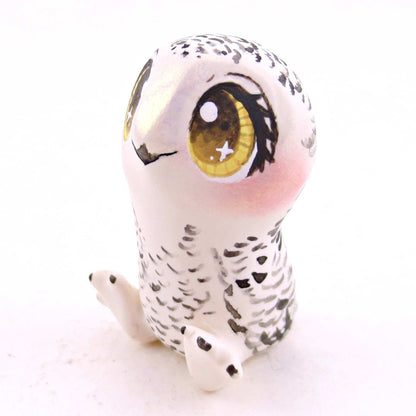 Snowy Owl Figurine 2 - Polymer Clay Animals Winter Collection