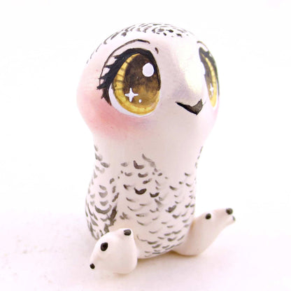 Snowy Owl Figurine 2 - Polymer Clay Animals Winter Collection