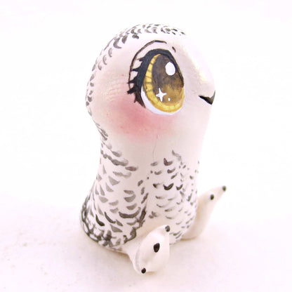 Snowy Owl Figurine 2 - Polymer Clay Animals Winter Collection