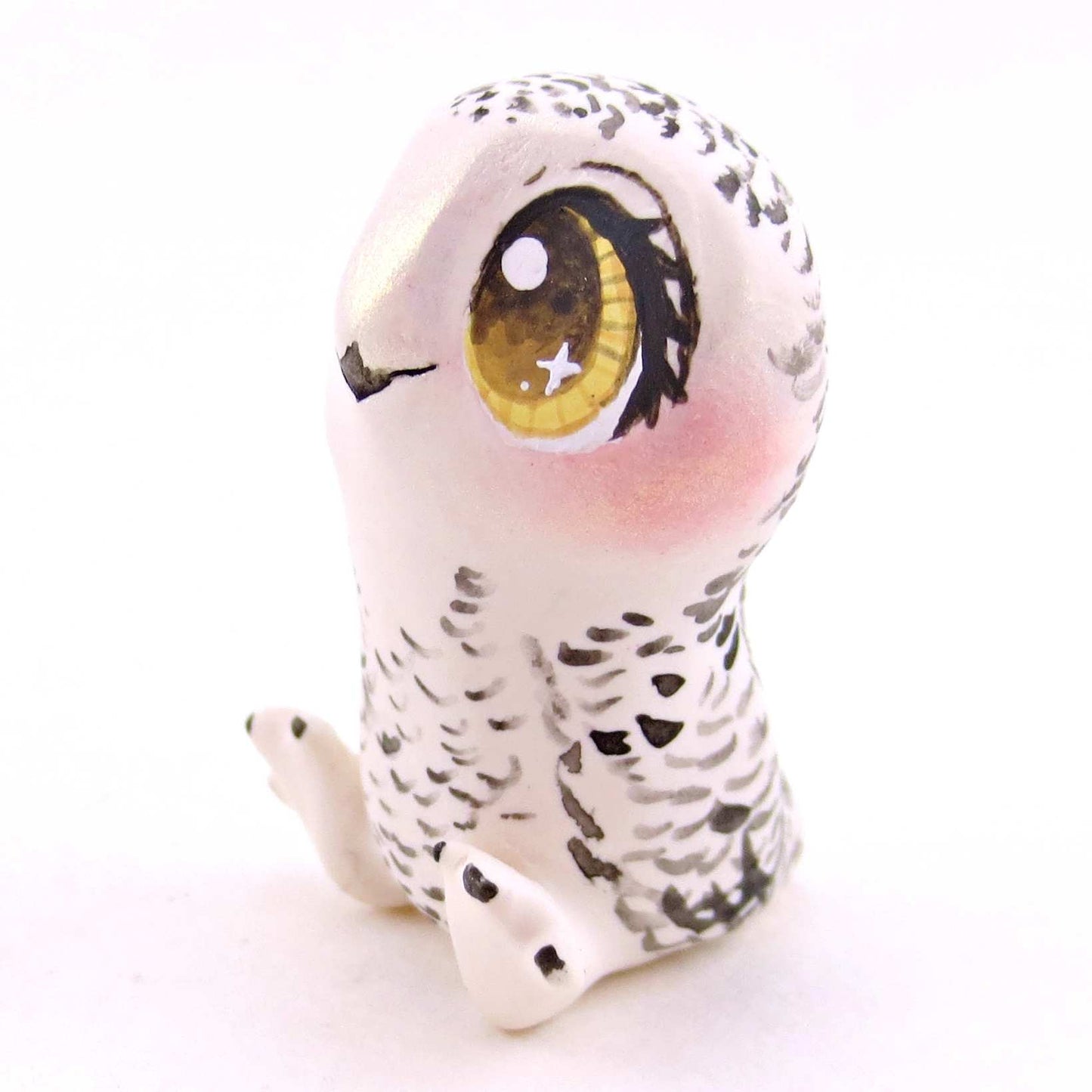 Snowy Owl Figurine 2 - Polymer Clay Animals Winter Collection