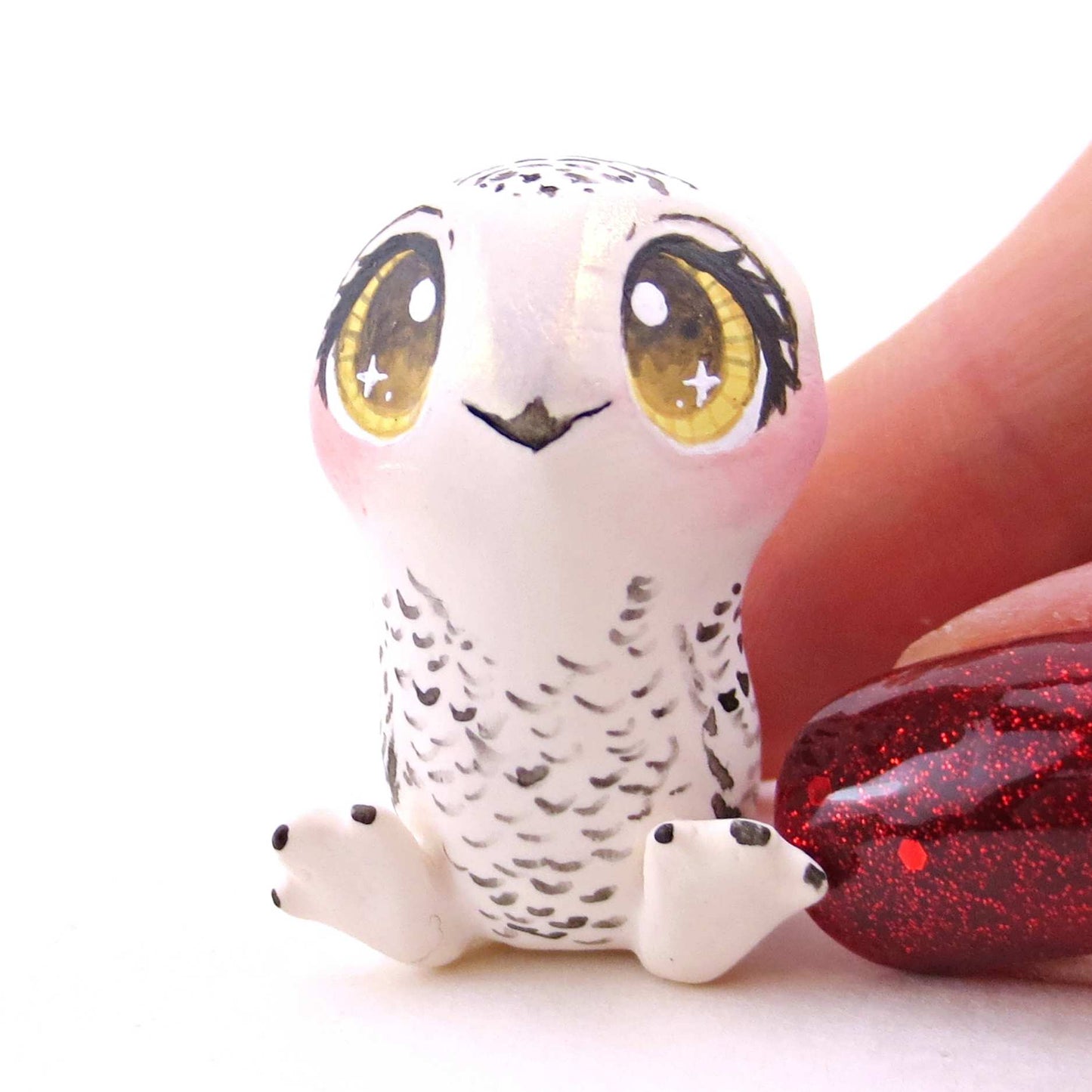 Snowy Owl Figurine 2 - Polymer Clay Animals Winter Collection