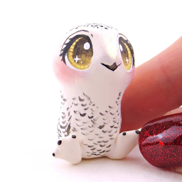 Snowy Owl Figurine 2 - Polymer Clay Animals Winter Collection