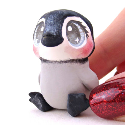 Blue-Eyed Penguin Figurine - Polymer Clay Animals Christmas Collection