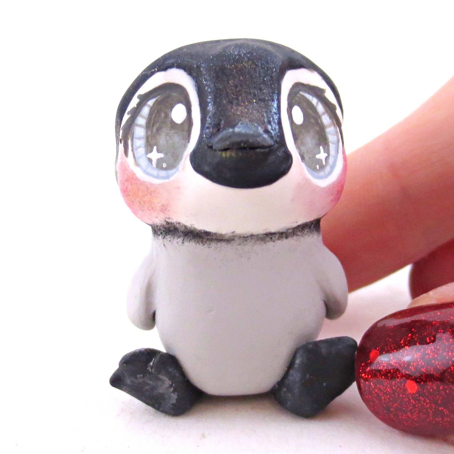 Blue-Eyed Penguin Figurine - Polymer Clay Animals Christmas Collection