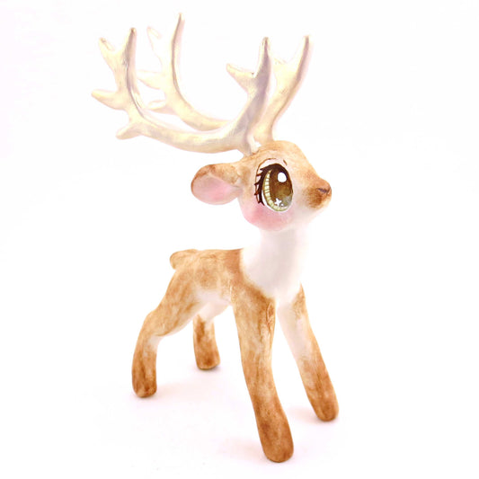 Cupid the Big-Antlered Reindeer Figurine - Polymer Clay Animals Christmas Collection