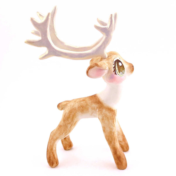 Cupid the Big-Antlered Reindeer Figurine - Polymer Clay Animals Christmas Collection