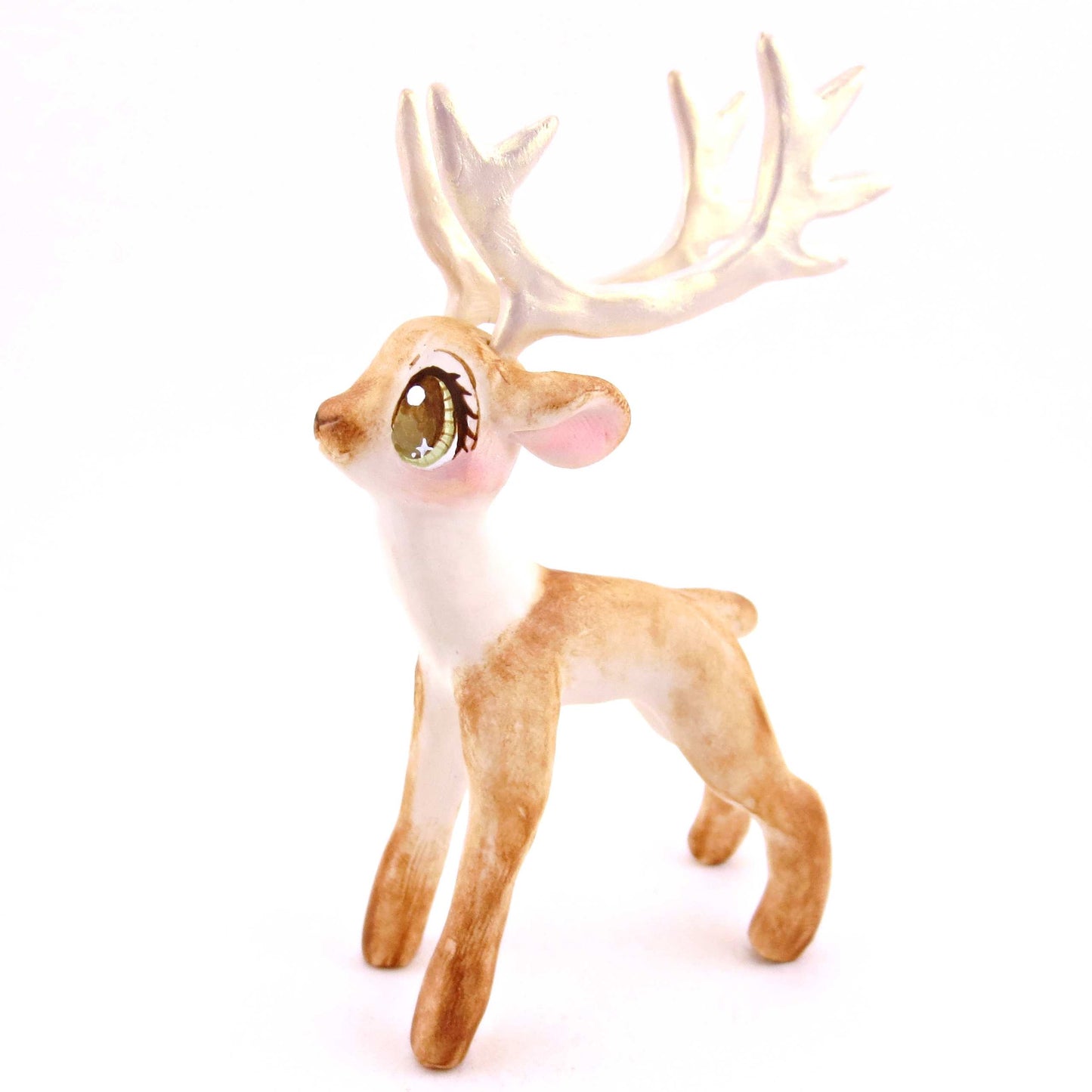 Cupid the Big-Antlered Reindeer Figurine - Polymer Clay Animals Christmas Collection